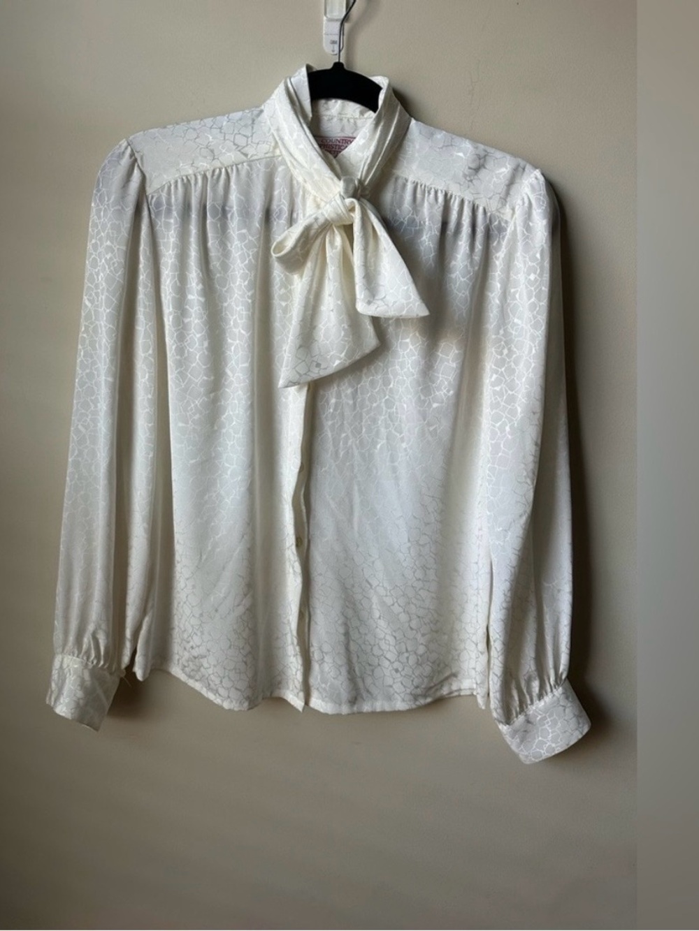 Vintage Pendleton Tie Neck Blouse 80s 90s Coquette Aesthetic Corporate Chic 8P